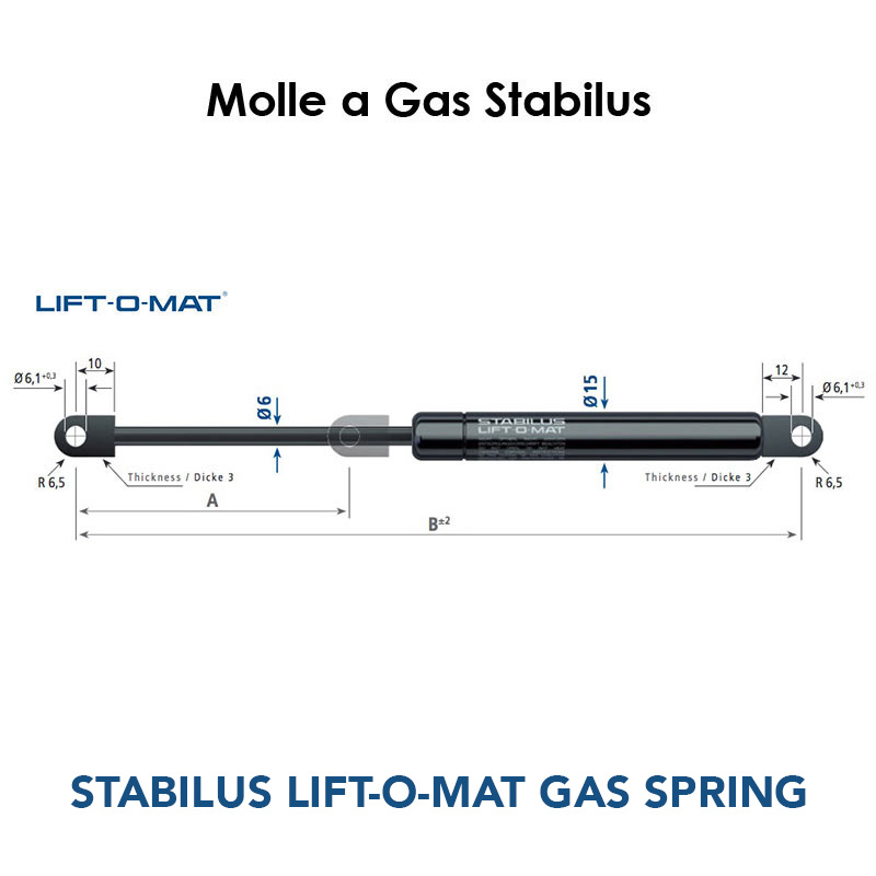 Stabilus Molla A Gas Lift-O-Mat 800 N Di Spinta Colore Nero 